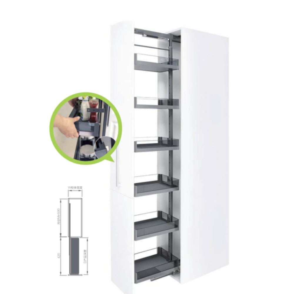 LB-GL-106S Larder Basket with 6 Glass Layers for 20cm Cabinets